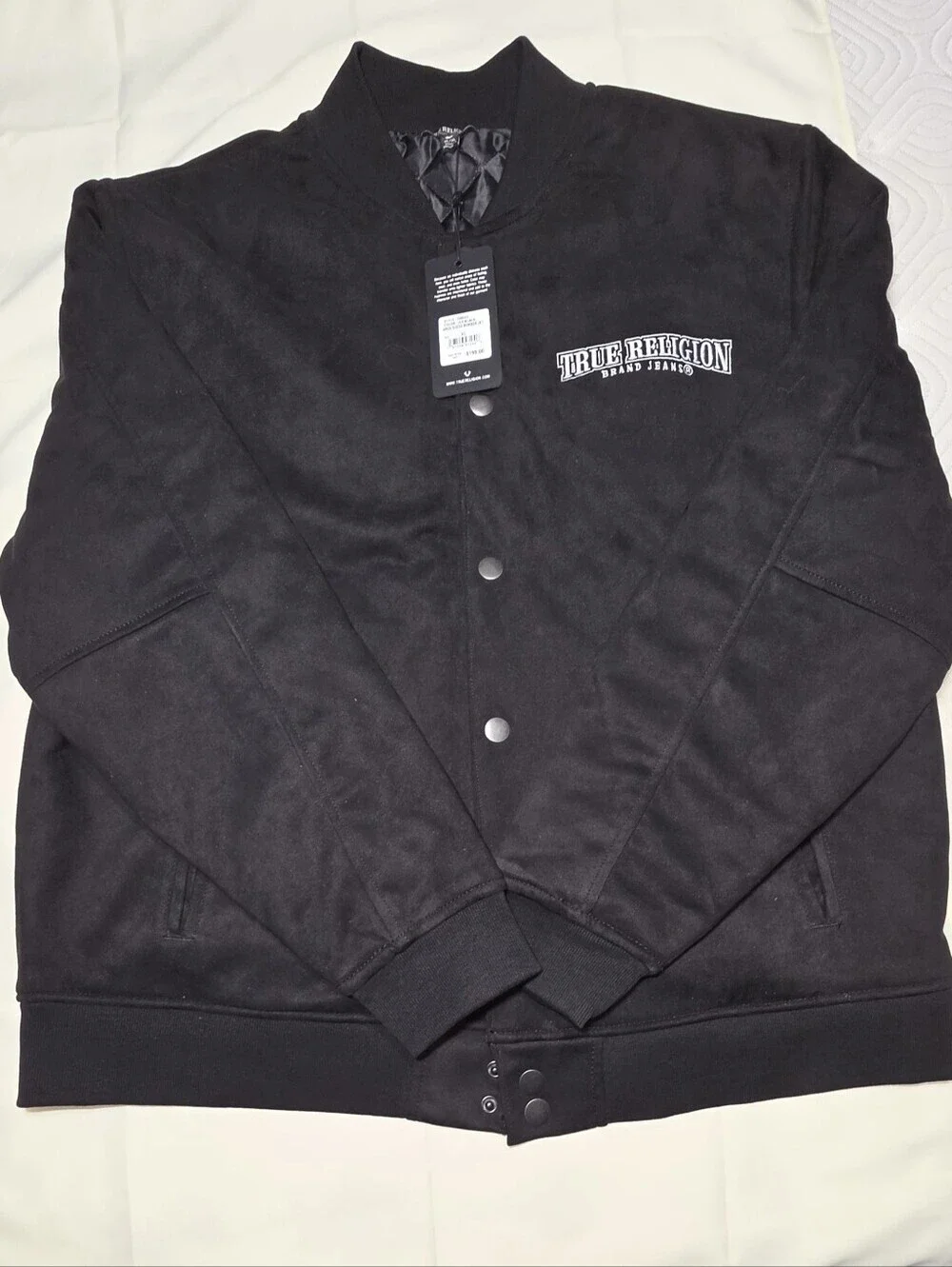 True Religion Black Varsity Bomber Jacket